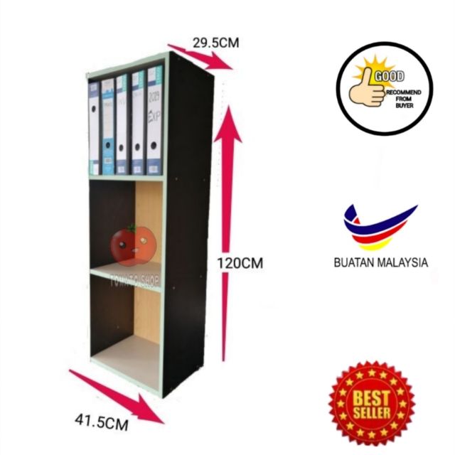 Book Shelf/ 3 Tier Compartment Utility Shelf / Rak Buku Shopee Malaysia