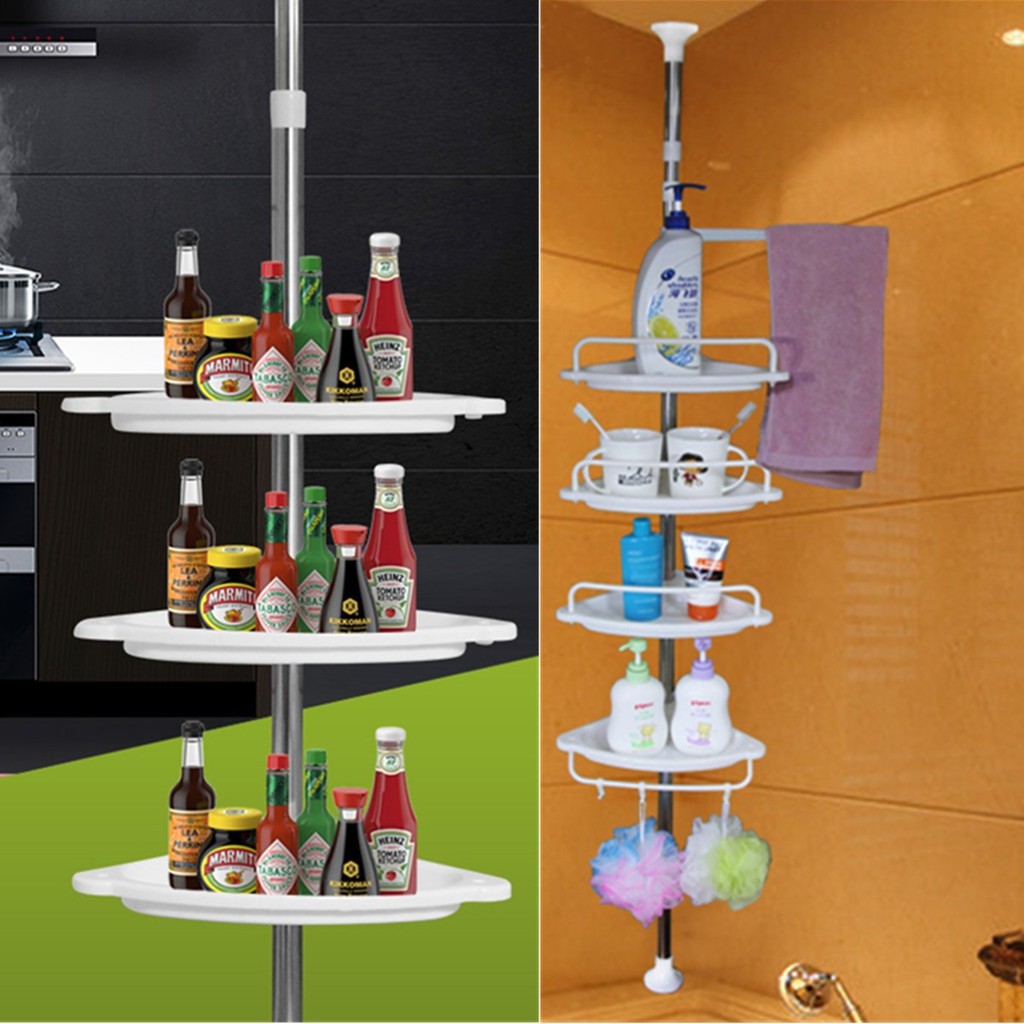 Adjustable 4 Tier Serbaguna Bathroom Rack Shower Rak Bathroom Corner