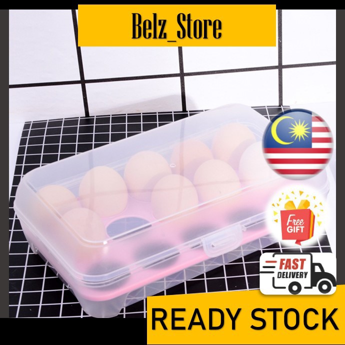 [READY STOCK] Plastic Egg Storage Container (15 egg grids) Shopee