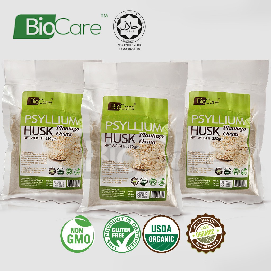 Biocare Organic Psyllium Husk 3 X 250g. Shopee Malaysia