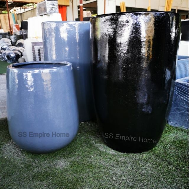 REX FP8 Gloss Circular Fibreglass Flower Pot Pasu Bunga Garden Taman