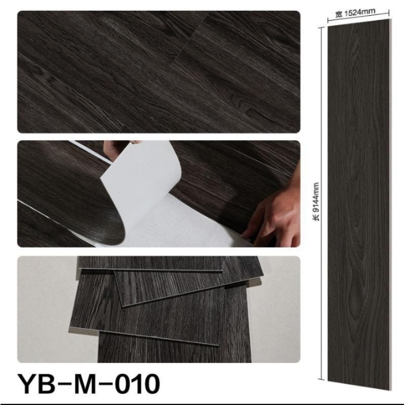 🍓READY STOCK🍓Black Color Self Adhesive Vinyl Floor Tiles DIY PVC