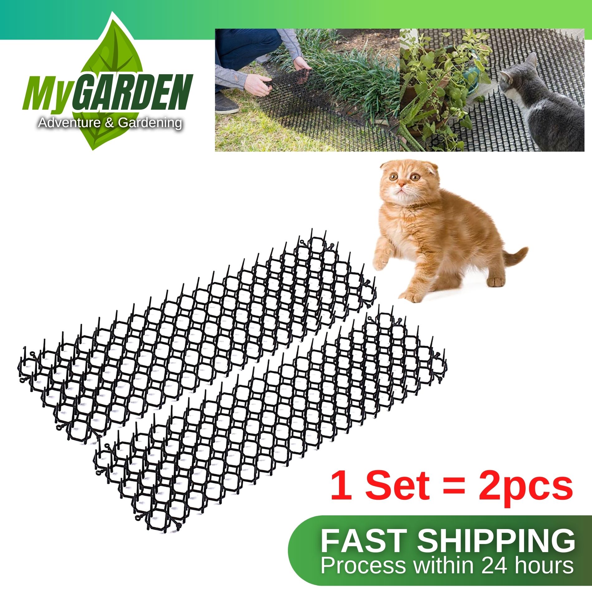 2pcs Animal Repellent Mat Scat Spike Mat Humane Anti Cat Dog Mat Spikes Humane Black Pet Control