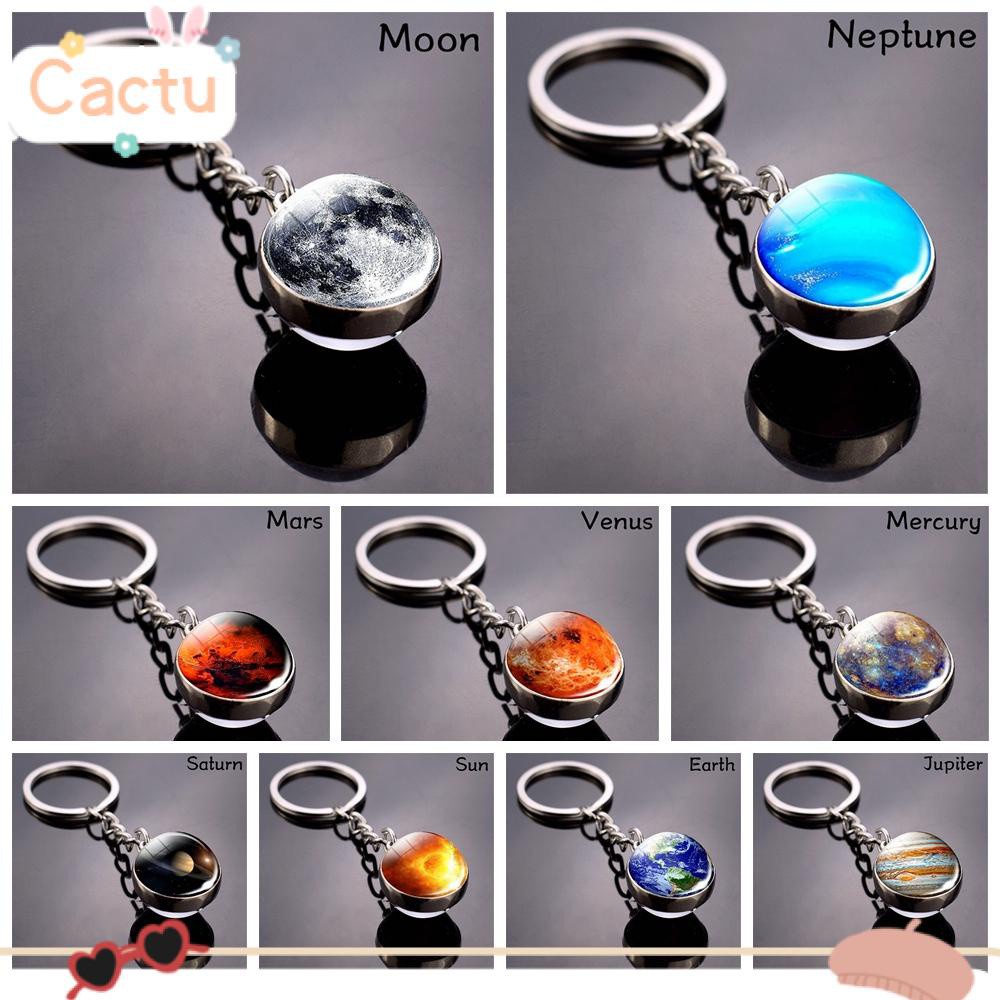 CACTU Women Keyring Jewelry Double Sided Solar System Keychain
