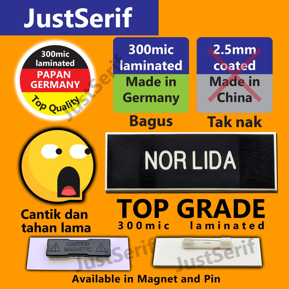 Name tag Premium Plastic Sekolah, Uniform, Kerajaan