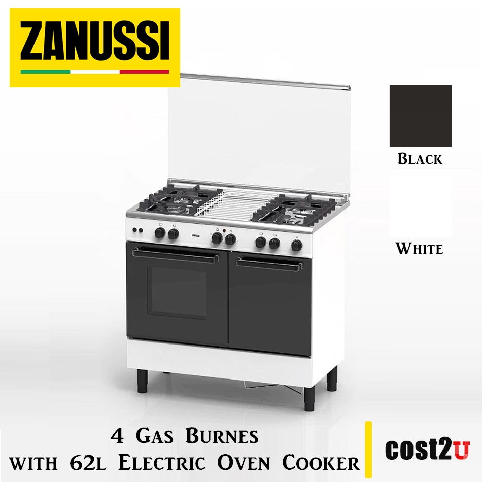 Zanussi 4 Gas Burners with 62L Electric Oven Cooker ZCG942K ZCG942K