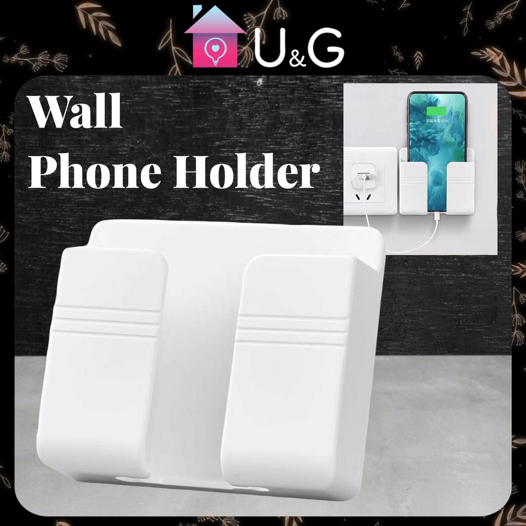 UG Wall Hanging Phone Holder Remote Control Mount Organizer Cellphone
