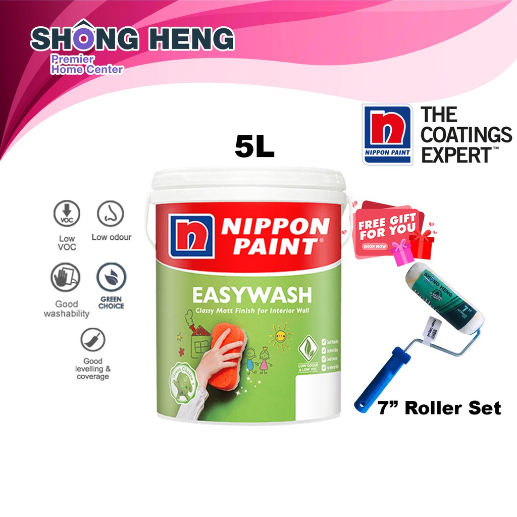 5 Litres Nippon Paint Interior Wall Easy Wash [Laid Back OW 1056 P