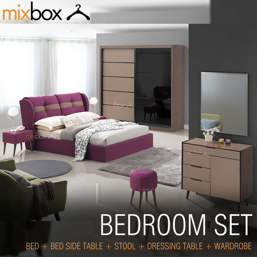MIXBOX Bedroom set (Hydraulic Bed Queen/King+Wardrobe+Dresser table