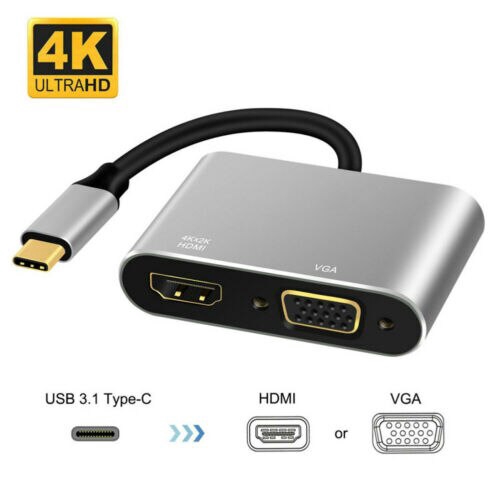 [Ready Stock] 2019 USB 3.1 Type C To VGA HDMI Multiport
