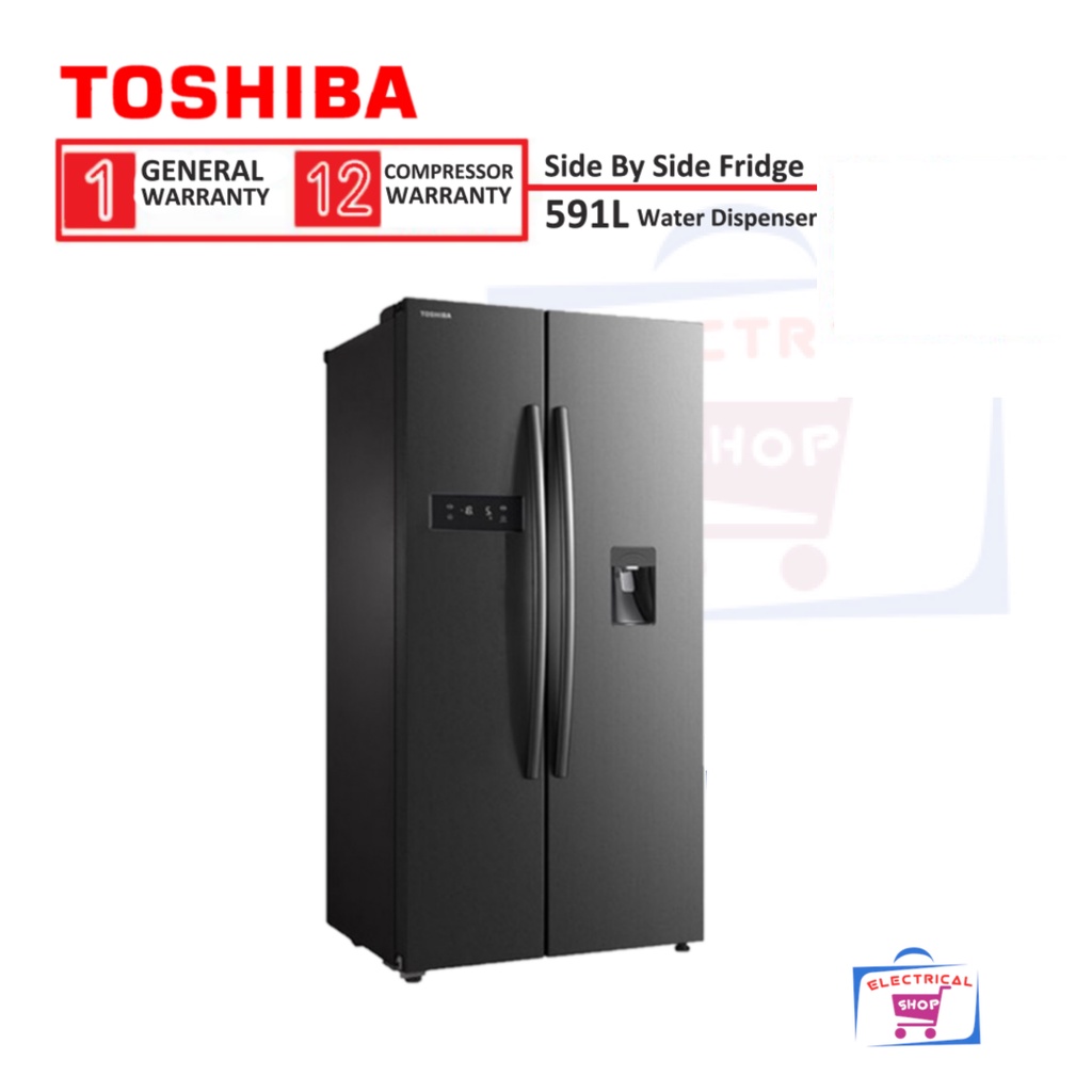 Toshiba Side By Side Fridge/Water Dispenser Dual Inverter (591L) GR