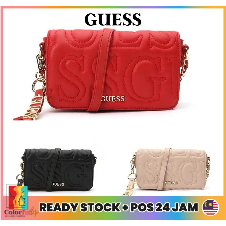 Guess Quilted Logo Crossbody Bag FREE Dust Bag / Beg Tangan Wanita Jenama Berkualiti Shopee