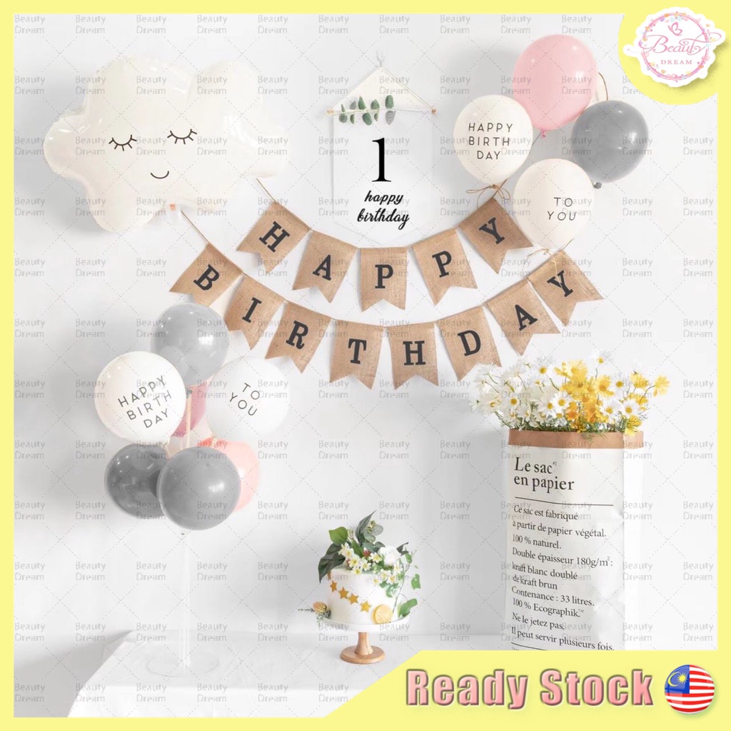 ⚡️Ready Stock⚡️INS Korean Style Happy Birthday Party Decoration Set