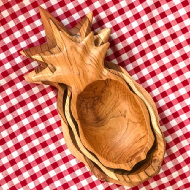 KAYU Pineapple Shape Teak Wood Bowl Wooden Teak Pineapple Bowl