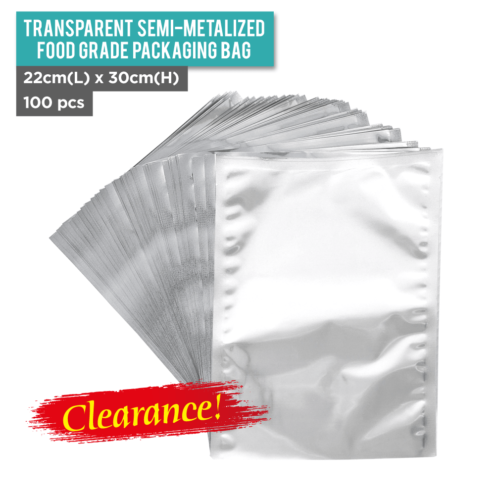 Transparent SemiMetalized Food Grade Packaging Bag (22cm x 30cm x