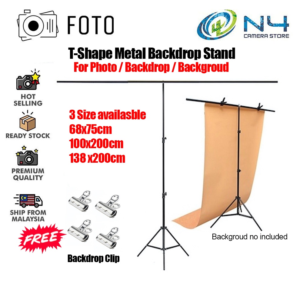 Foto Photo Studio Kit Set Backdrop Stand 2 Backdrop Clip T Backdrop Set