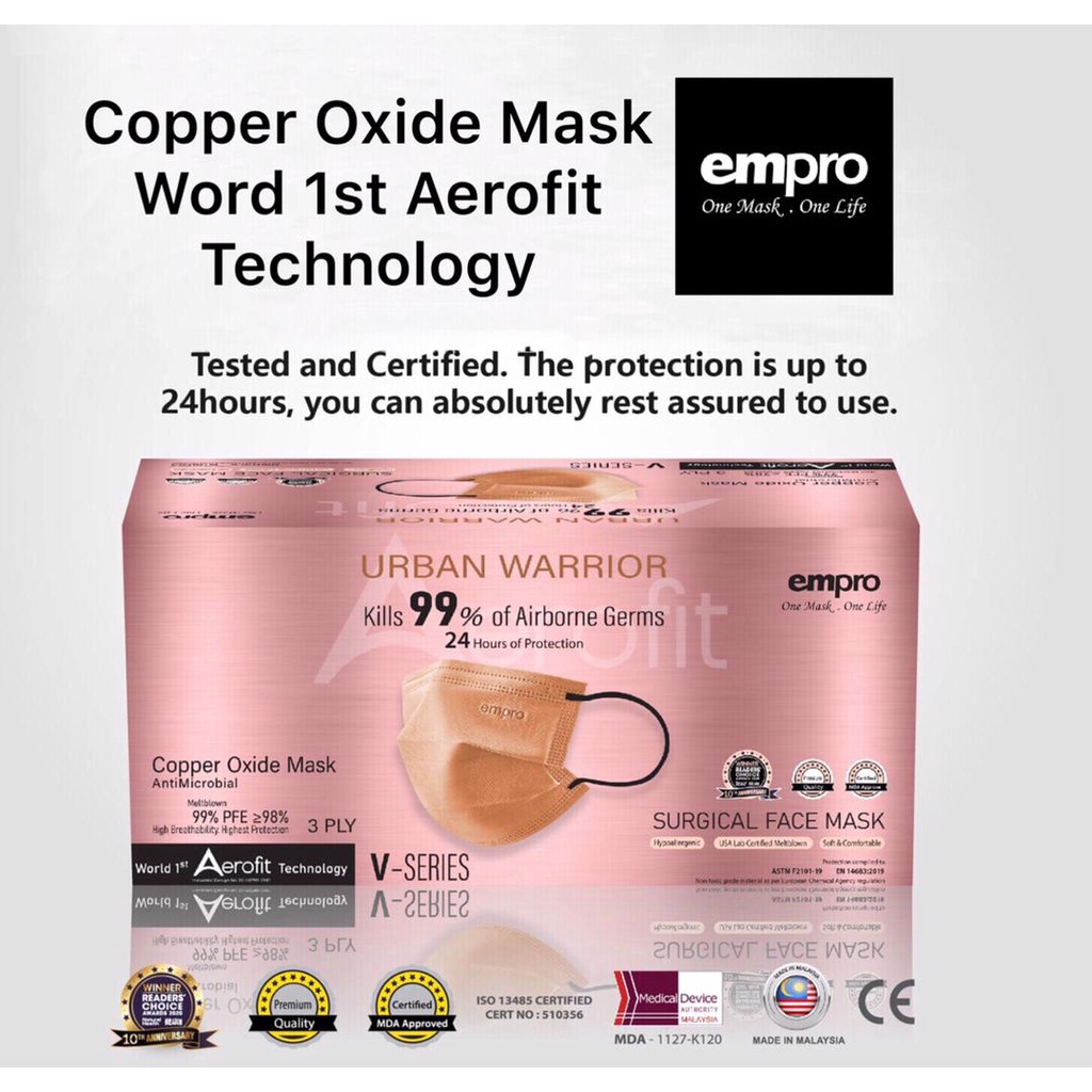 EMPRO Copper Oxide Mask [ AntiMicrobial Surgical Face Mask] V SERIES