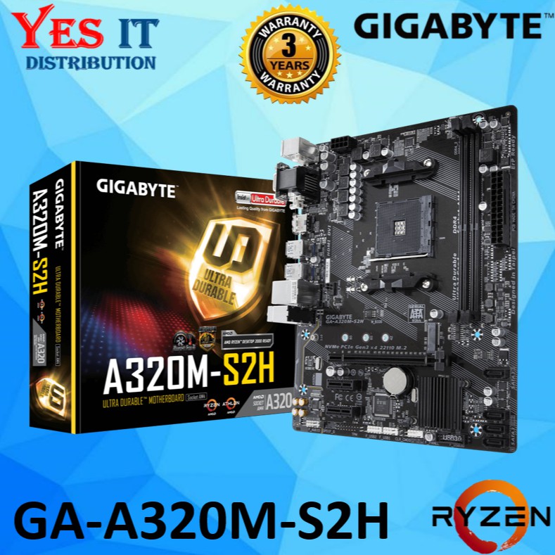 GIGABYTE A320MS2H AM4 DDR4 MOTHERBOARD MATX GAA320MS2H V2 ) Shopee