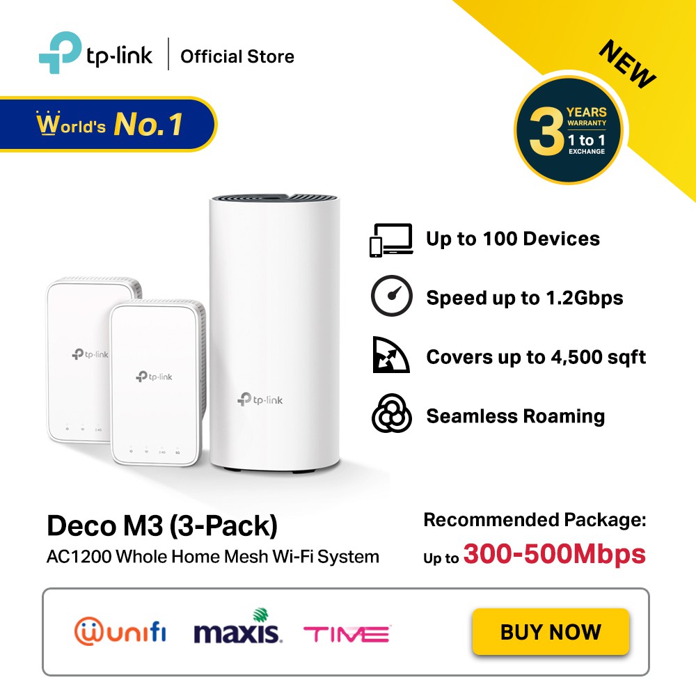 TPLink Deco M3(3pack) Whole Home WiFi System Deco M3(3pack