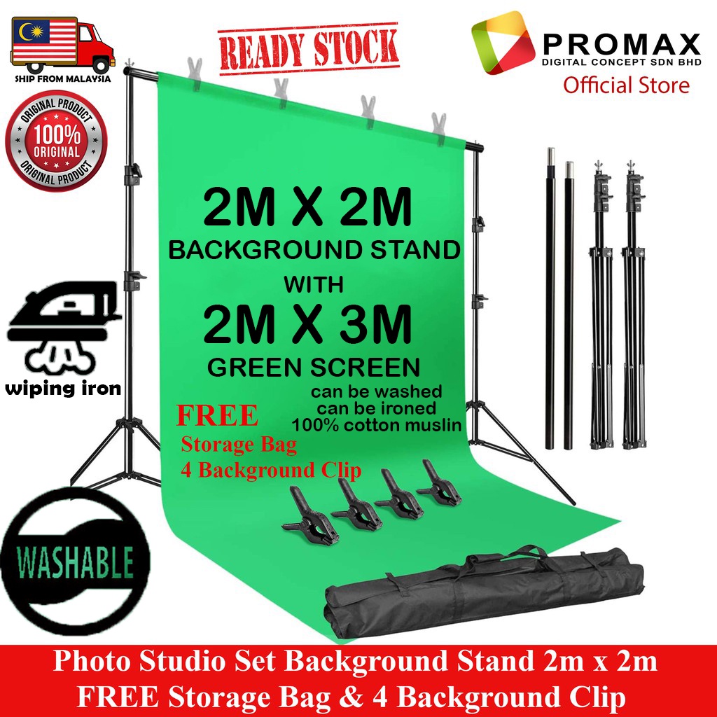 Cheapest! 2x2m Studio Background Stand 2m x 2m + Green Screen 2X3M