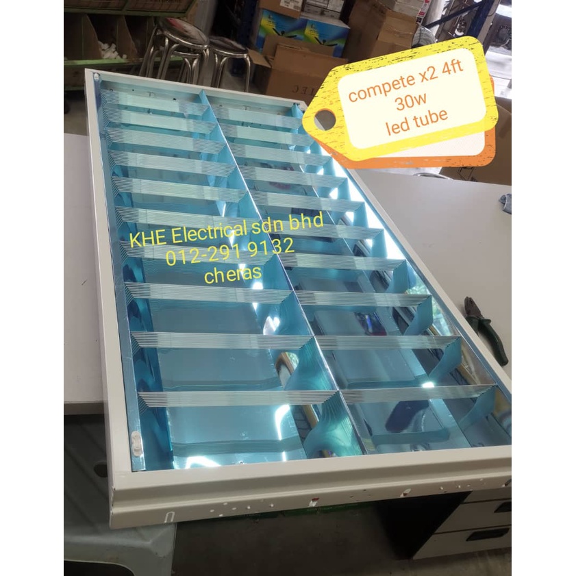 2X4 LED Top Mirror Reflector fitting C/W LED Tube X 2 / Ceiling Down