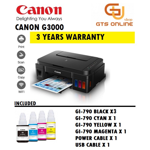 CANON PIXMA G3000 COPY SCAN PRINT WIFI CISS (SUPPPORT MAC) Shopee