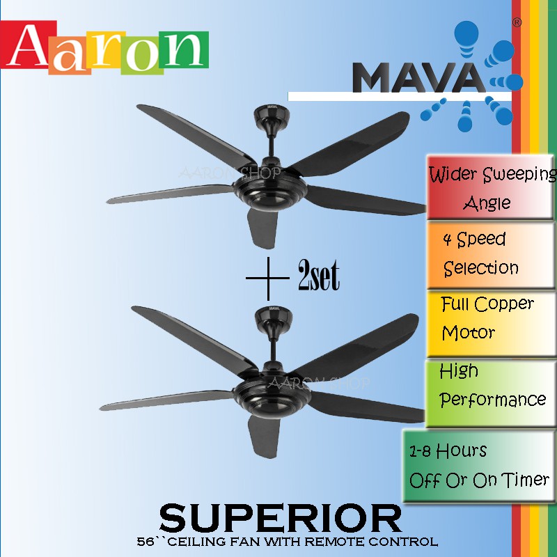 MAVA Superior Remote Ceiling Fan BLACK / MAVA Superior Kipas Jauh