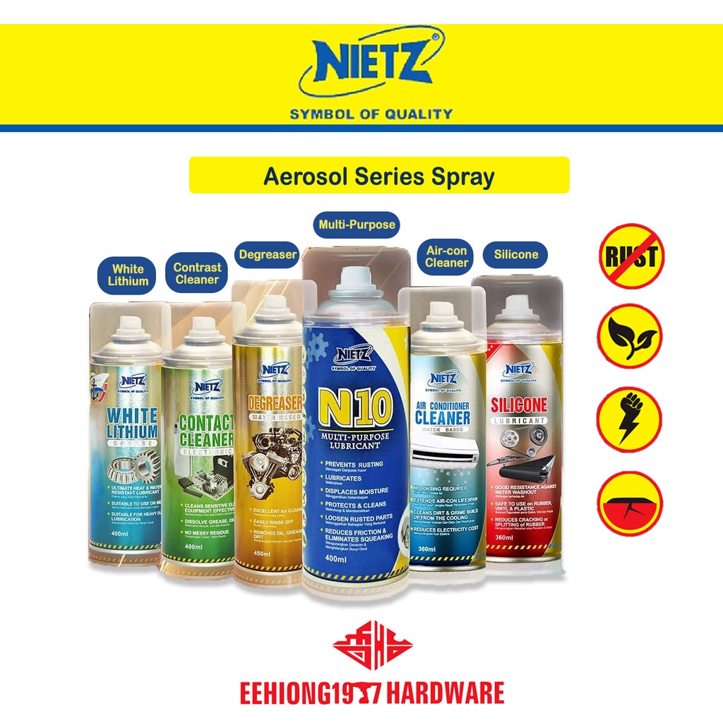 Nietz N10 Contact Cleaner Degreaser White Lithium Silicone Air