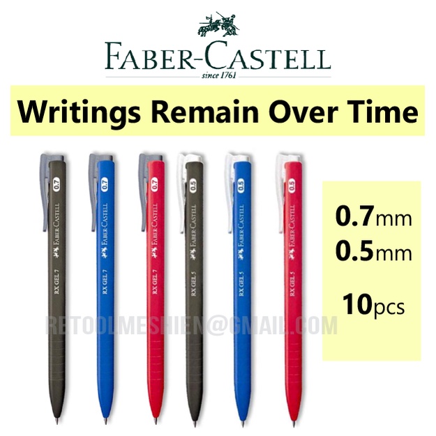 Fadeproof Waterproof FaberCastell RX Gel Pen 0.5/0.7mm (10pcs
