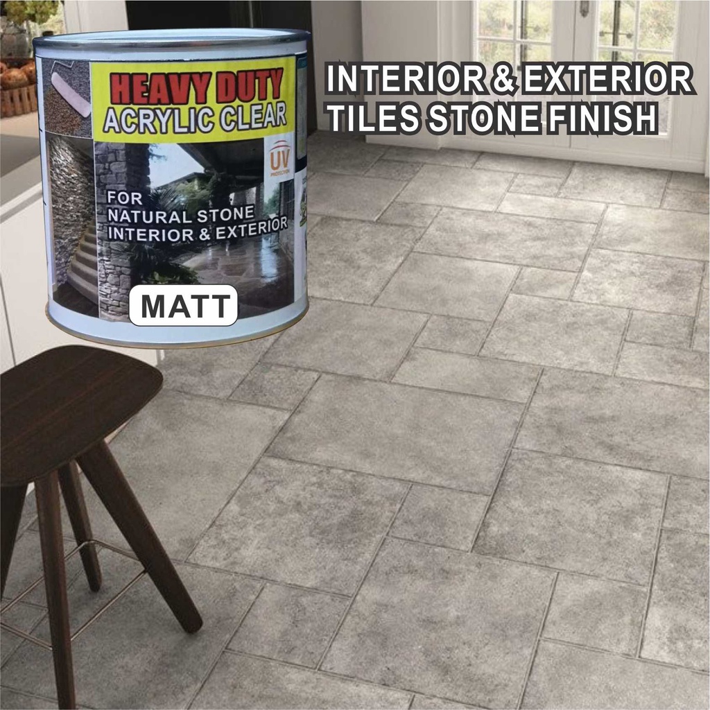 1L ACRYLIC CLEAR ( MATT ) / HEAVY DUTY / EXTERIOR & INTERIOR / STONE