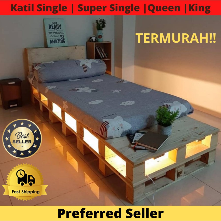 🛏️ Platform Bed Frame Murah 🛏️ Katil Pallet Super Single Single