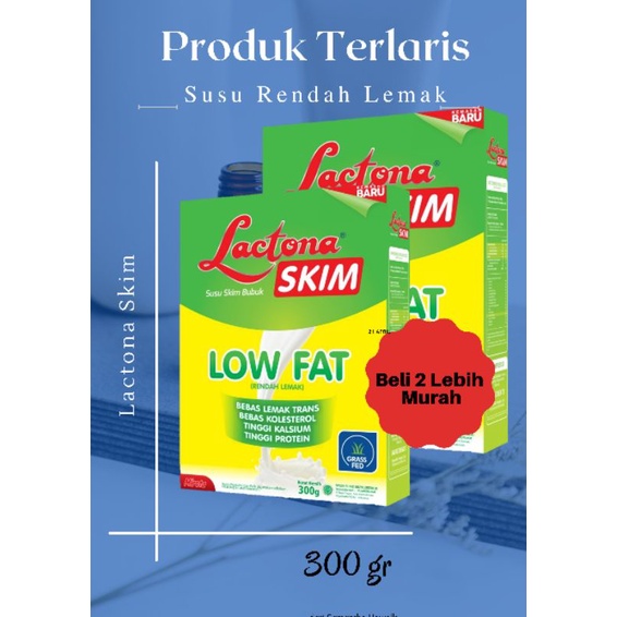 2 Box Lactona Skim 300g Low Fat Milk Low Fat Diet Shopee Malaysia