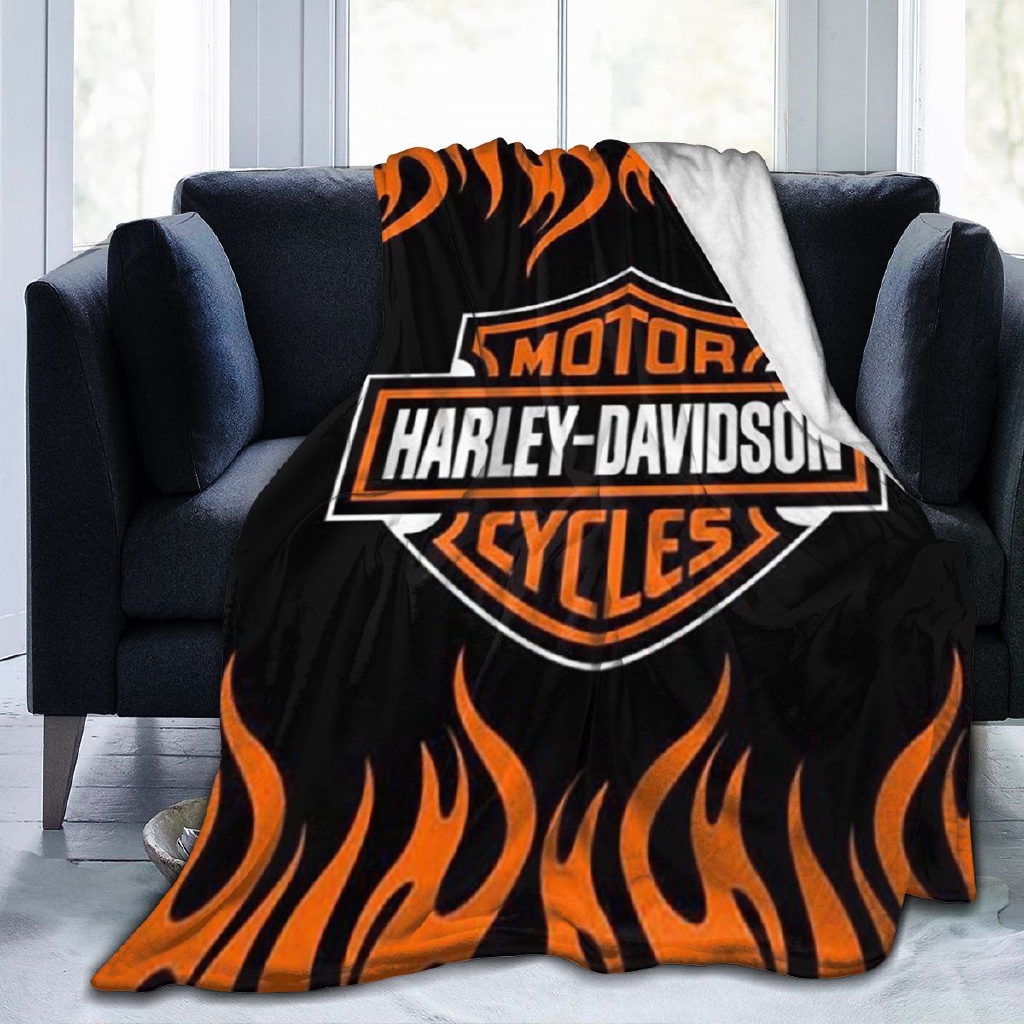 Harley Davidson Motorcycle Flame Sofa Blanket UltraSoft and Warm Throw