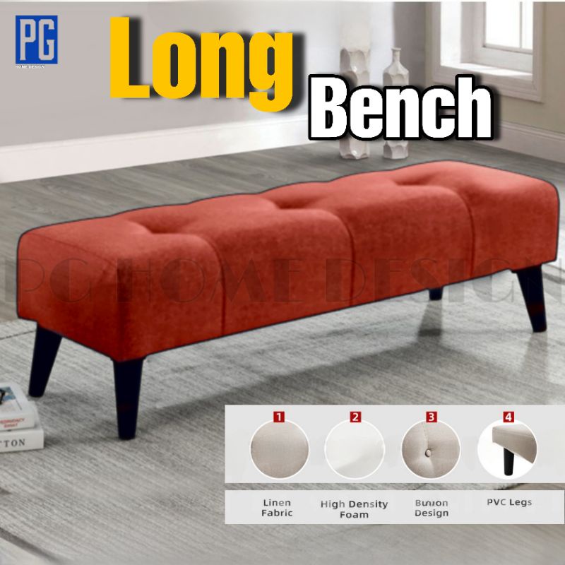 PG HOMESofa bench 4 Feet High Quality Long Stool Bench Chair Fabric