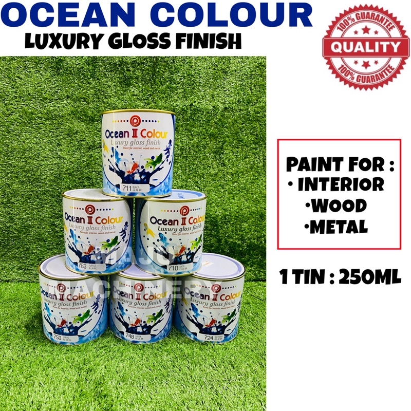 250ML Ocean II Colour Gloss Paint (Wood & Metal) Cat Kayu Besi Shopee