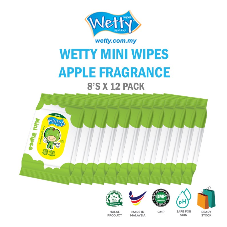 Wetty Mini Cute Wet Wipes Apple Fragrance Tuala Basah Mini Haruman Epal