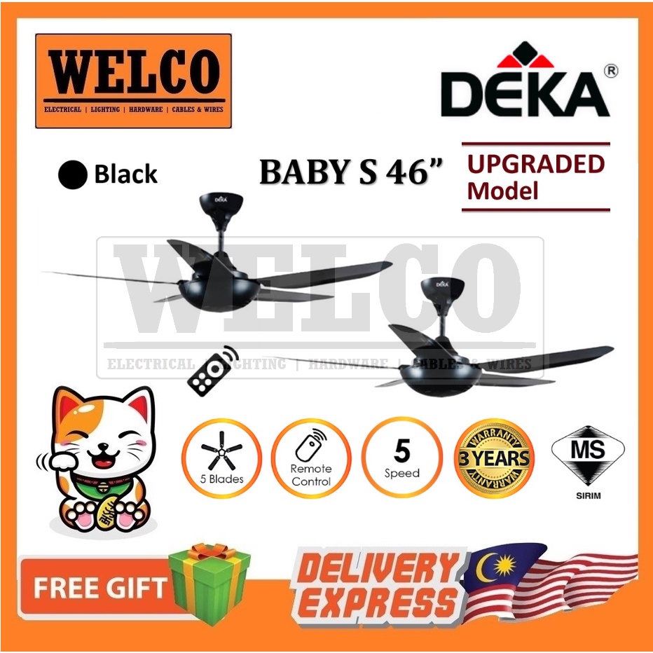 DEKA 46" 5 BLADES REMOTE CONTROL CEILING FAN [BABYS] Matt Black