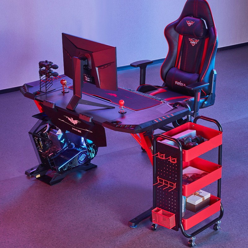 Gamers' Storage Trolley 3storey Office Storage Rack with Wheels