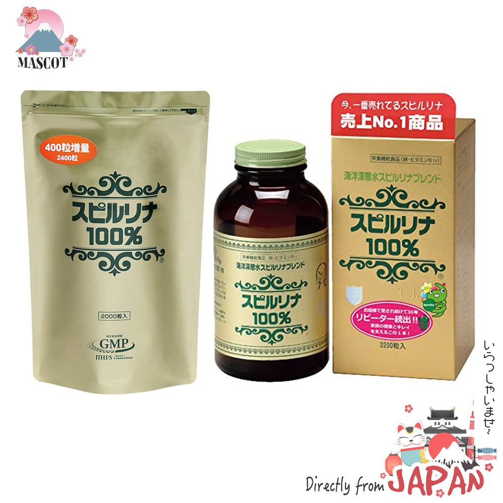 Japan Algae 100 Spirulina 2400 grains refill bag & 2200grains bottle