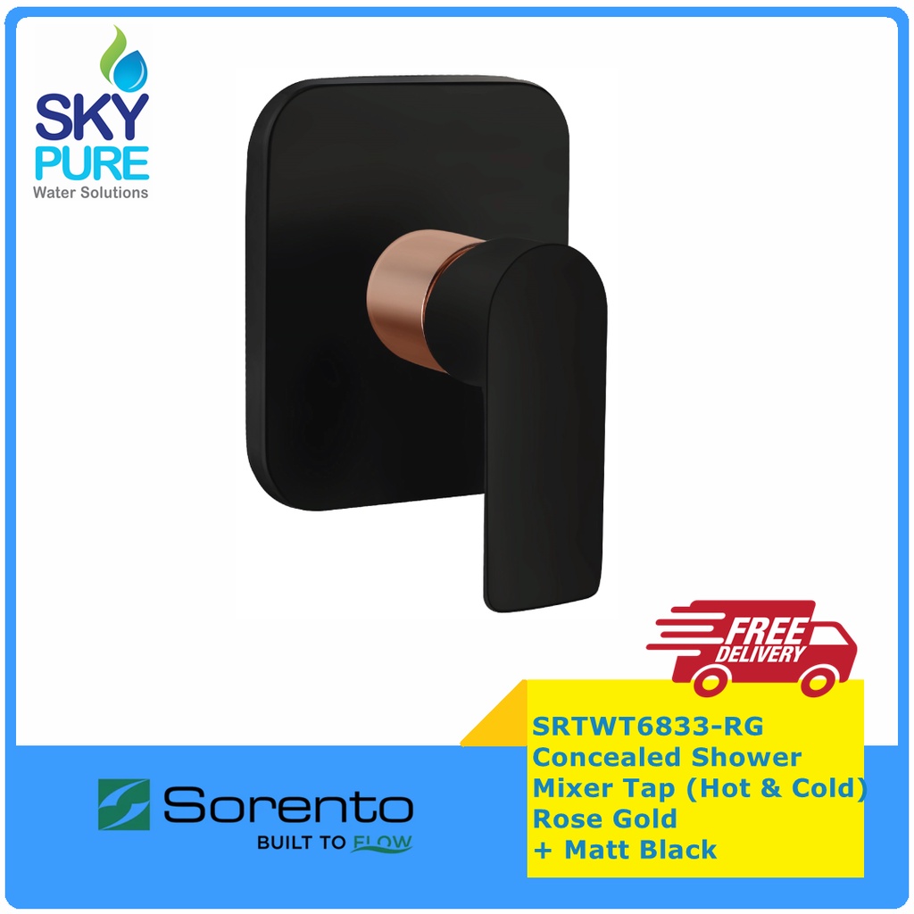 SORENTO SRTWT6833RG Concealed Shower Mixer Tap Black + Rose Gold Color Hot and Cold Water