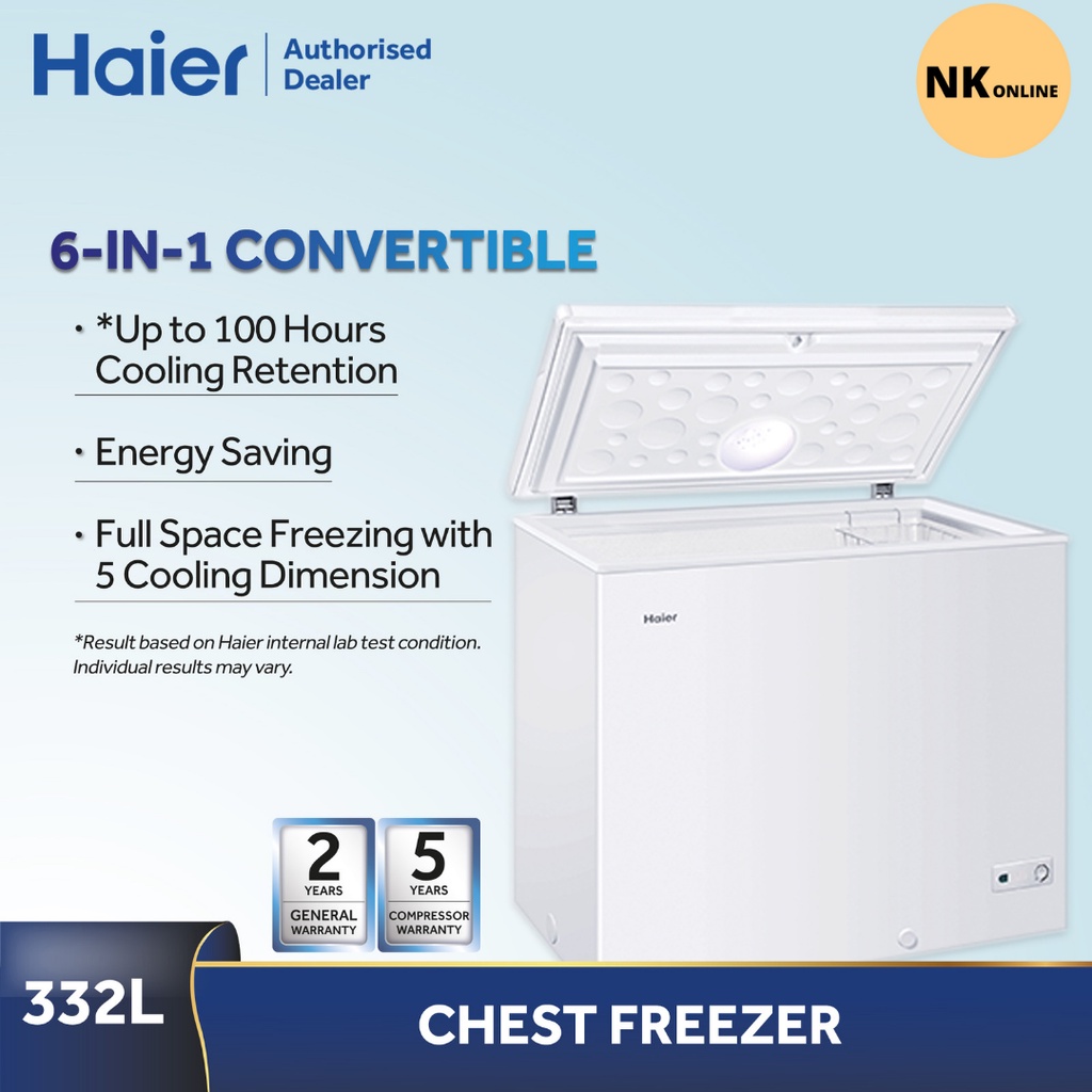 Haier BD328HP 332L Chest Freezer Convertible 2 In 1Freezer Fridge Ais