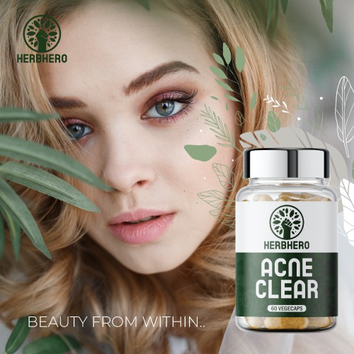 HERBHERO Acne Clear Best Acne Treatment Supplement 60 Vegetarian