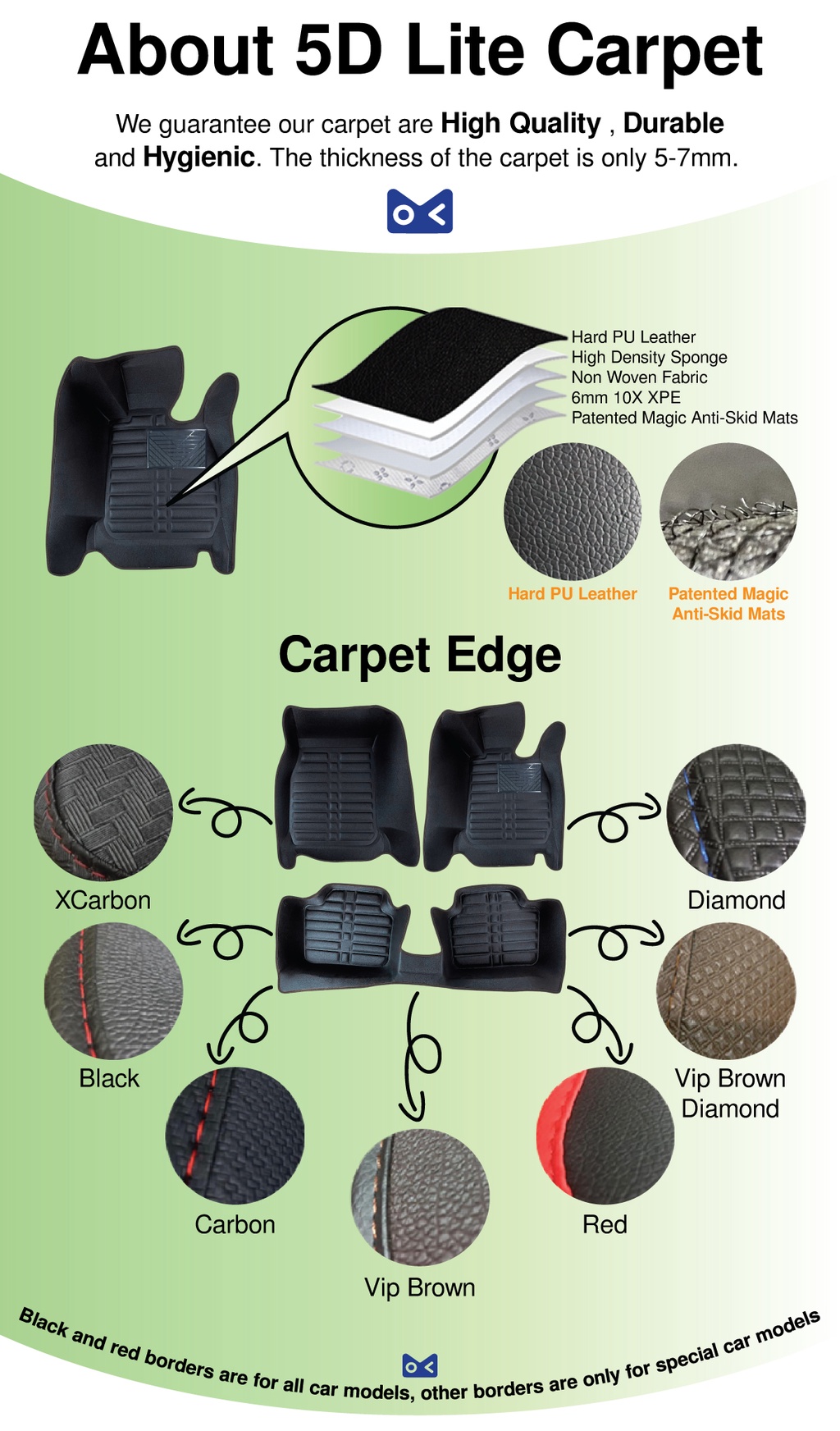 Carmate Single Color Car Grass Floor Mat, AntiSkid Curl Car Foot Mats