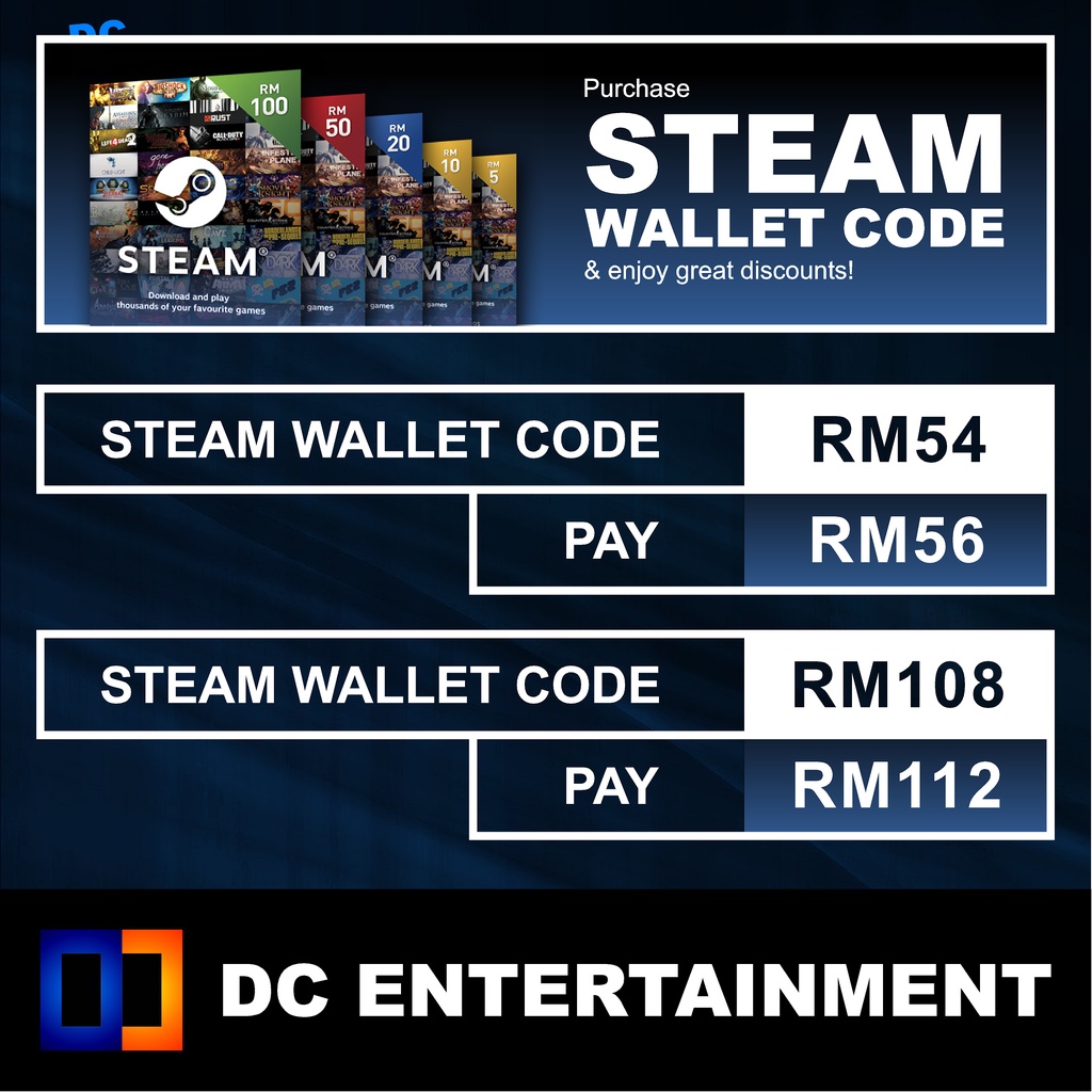 Steam Wallet Code RM50 RM100 Steam Wallet Reload & Topup MYR Code Ready Stock Original