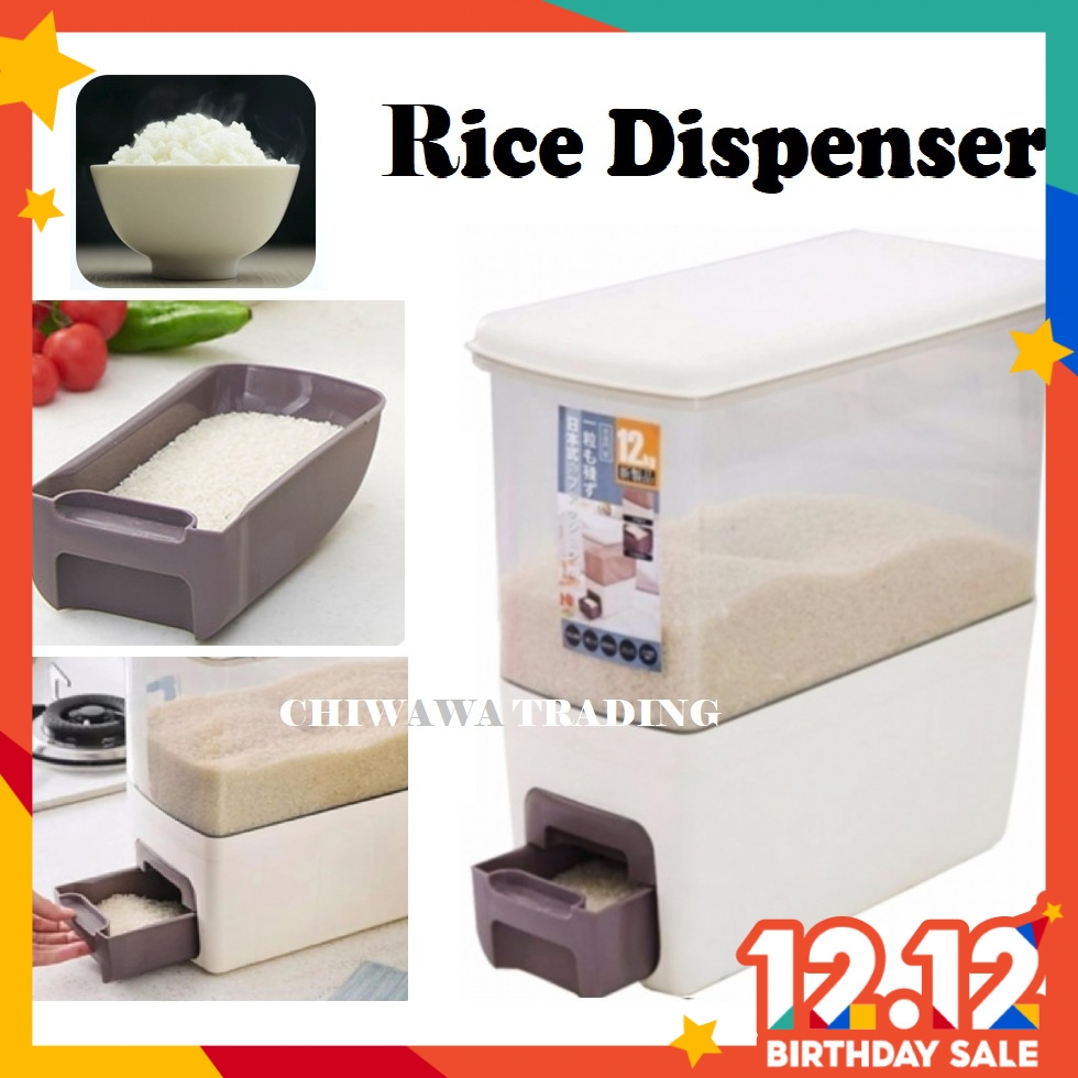 Japanese Rice Dispenser Food Storage Plastic Container Box 12kg Measure