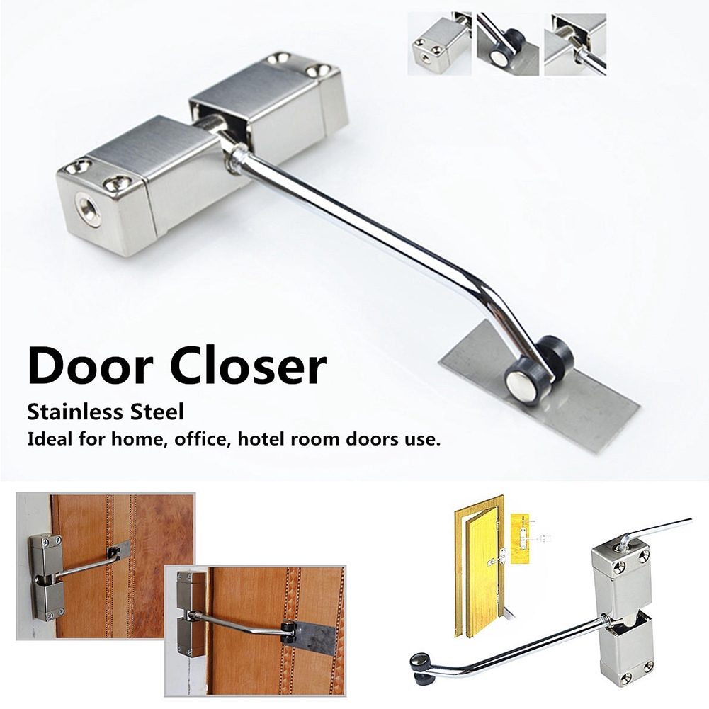 Simple Door Closer Automatic Adjustable Closing Spring Stainless Steel