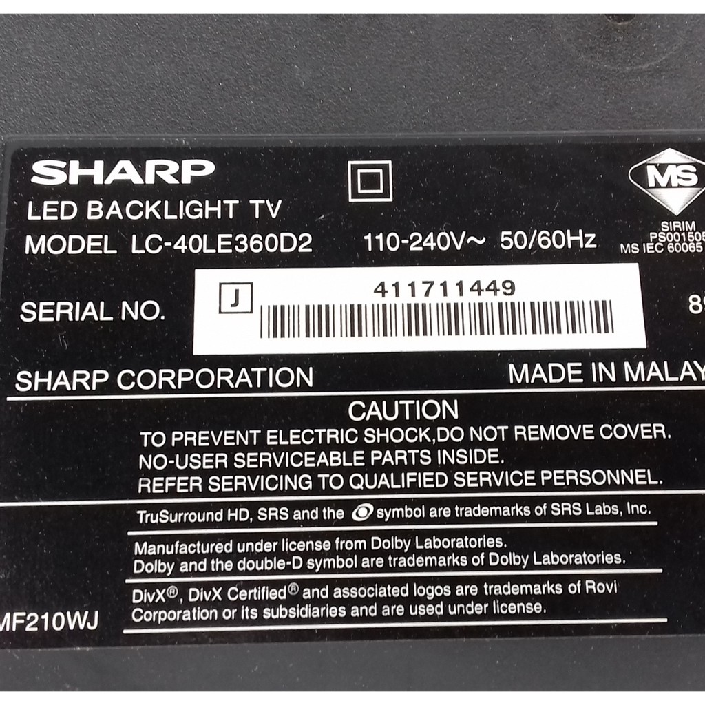 SHARP LC40LE360D2 LED TV SPARE PART Shopee Malaysia
