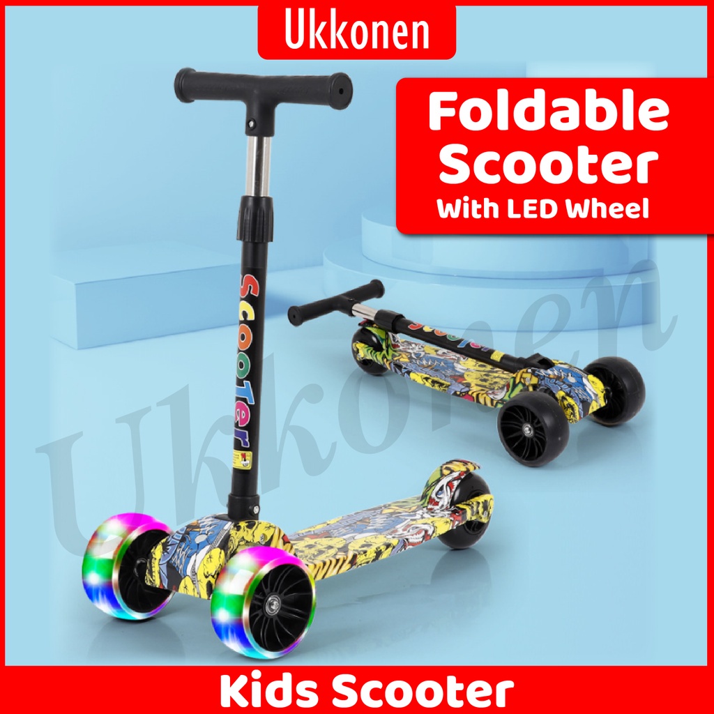minecraft toys Scooter For Kids LED Light up Wider Wheel Foldable