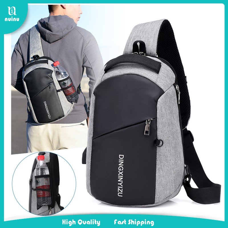 Mens Sling Backpack With Water Bottle Holder Literacy Basics