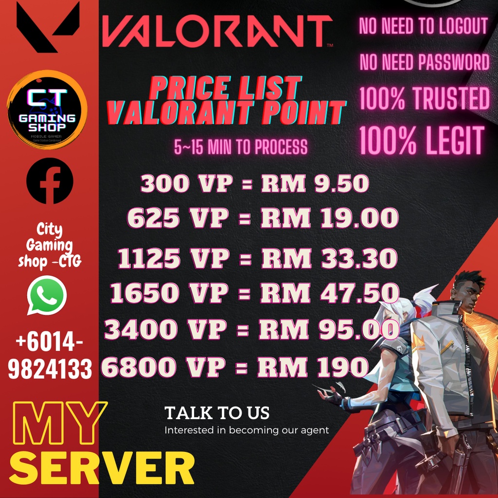 Valorant Points Top Up Malaysia ID Only Cheapest & Fastest VP